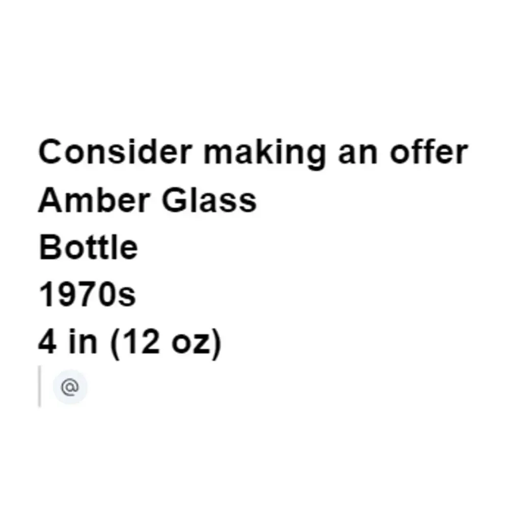 Amber Glass Bottle 1970s 4 inch Crock Barware Mancave Home Office Desk Shelf